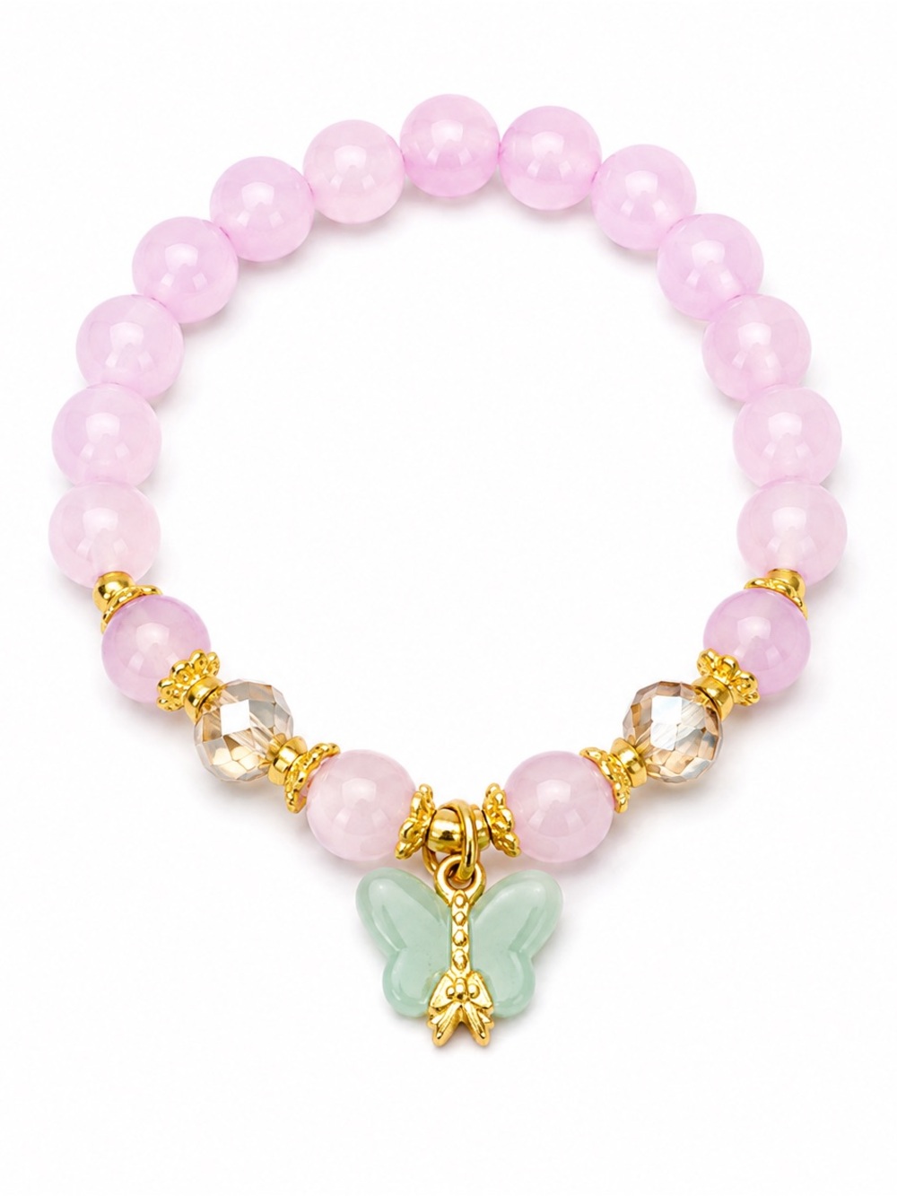 Kids beaded stone butterfly charm bracelet